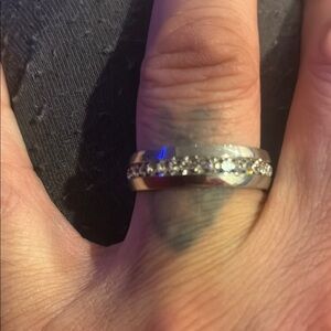 Elegant Silver Band with Crystal Accents